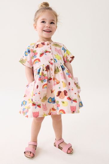 Pink Printed Relaxed Cotton Dress (3mths-8yrs)