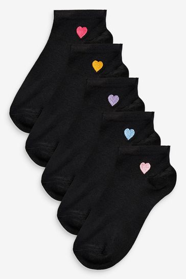 Heart Motif Trainer Socks Five Pack
