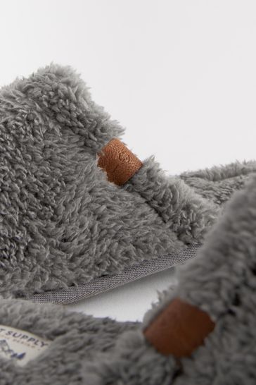 Grey fluffy mule sale slippers