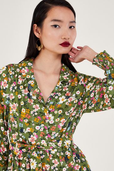 Monsoon green floral dress hotsell