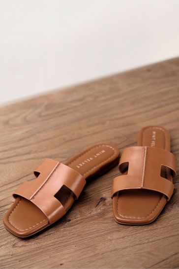 Buy Mint Velvet Meave Tan Cutout Brown Sliders from Next Ireland