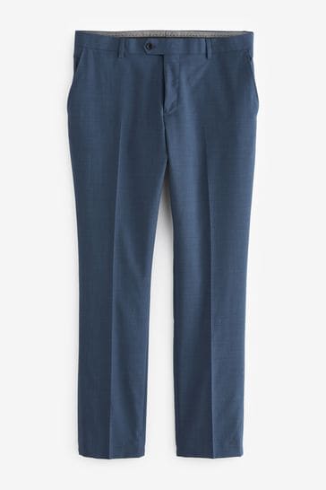 Light Blue Light Blue Slim Fit Signature Tollegno Wool Plain Suit Trousers