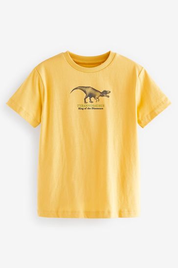 Yellow Dinosaur Short Sleeve Graphic T-Shirt (3-14yrs)