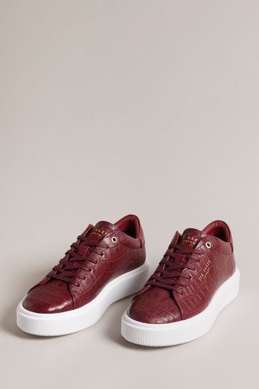Buy Ted Baker Red Artimi Croc Effect Embossed Platform Trainers from Next Poland