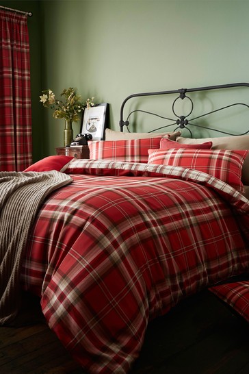 Catherine Lansfield Red Kelso Check Easy Care Duvet Cover and Pillowcase Set