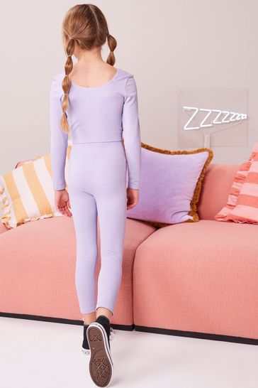 Buy Lilac Purple Ribbed Stretch Top Leggings Set 7 16yrs from Next Bahrain