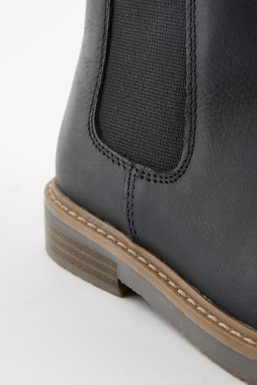 Black Standard Fit F Leather Chelsea Boots