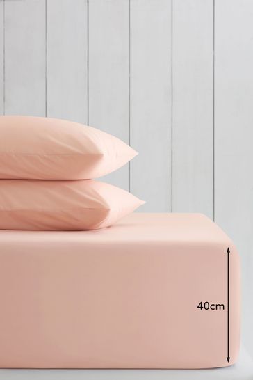 Dusky Blush Pink Cotton Rich Extra Deep Fitted Sheet