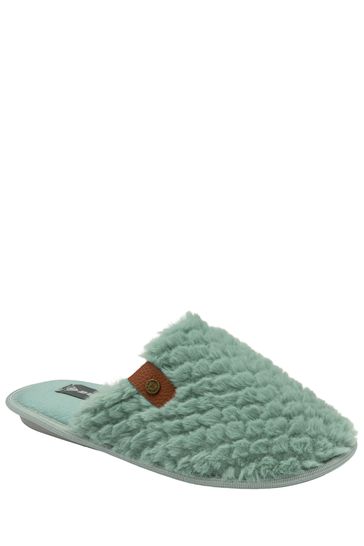 Dunlop Green Ladies Closed Toe Waffle Mule Slippers