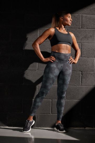 Navy Blue Tie Dye Print Next Active Sports Tummy Control High Waisted Full  Length Sculpting Leggings