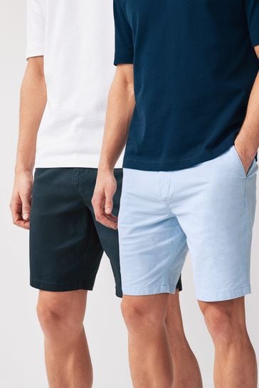 Blue Straight Fit Stretch Chinos Shorts 2 Pack
