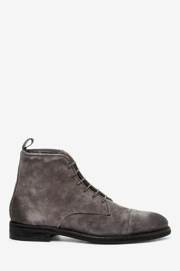 AllSaints Grey Harland Lace-Up Suede Boots