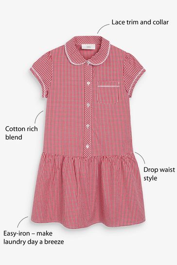 Buy Red Cotton Rich Drop Waist Gingham School Dress 3 14yrs from Next Bahrain