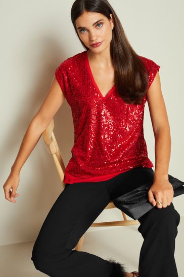 Red clearance sequin shirts