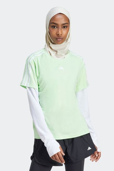 Camiseta básica verde para entrenar con diseño de 3 rayas Performance AeroReady de adidas