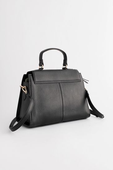 Black top outlet handle satchel
