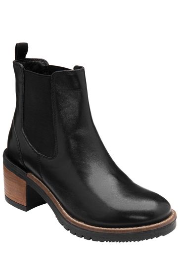 Ravel Black Leather Chelsea Ankle Boots