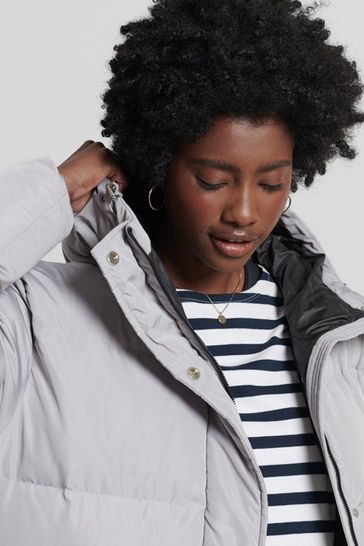 Superdry grey padded coat sale