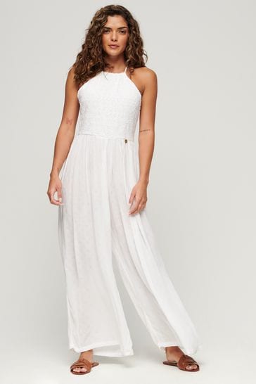 SUPERDRY White Embroidered Jumpsuit