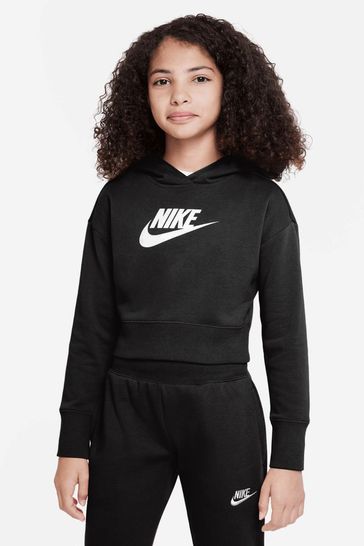 Nike Black Club Fleece Cropped Hoodie