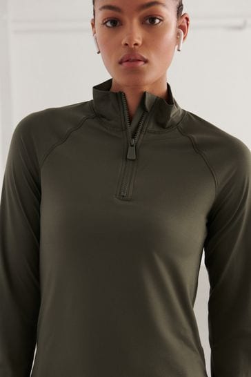 Buy Forest Green Quarter Zip Long Sleeve Top from Next Poland