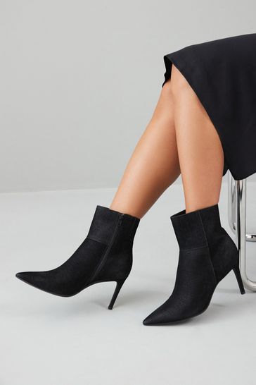 Buy Black Forever Comfort Point Toe Heeled Ankle Boots from Next