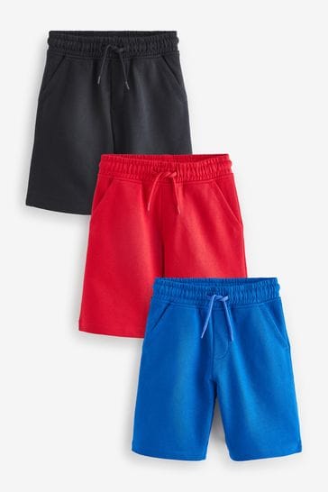 Red/Navy 3 Pack Basic Jersey Shorts (3-16yrs)