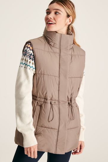 Joules Witham Silver Showerproof Padded Gilet With Hood