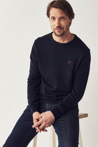 Crew Clothing Company Blue Foxley Crew Neck Jumper