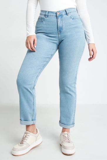 Simply Be Blue 24/7 Light Wash Straight Leg Jeans
