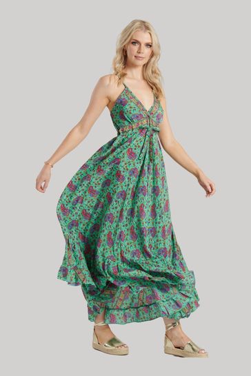 Buy South Beach Green Strappy Maxi Dress With Frill from Next Saudi Arabia