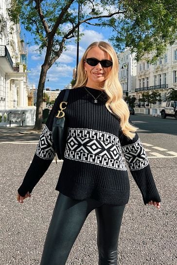 Buy In The Style Black Perrie Sian Monochrome Jumper from Next Luxembourg