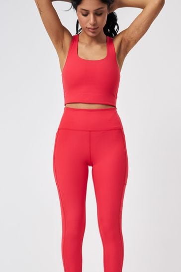 Girlfriend Collective Red 7/8 Pocket High Rise Leggings