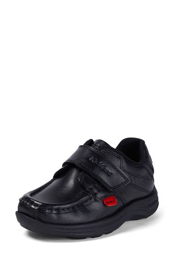 Kickers Black Reasan Strap Leather Shoes