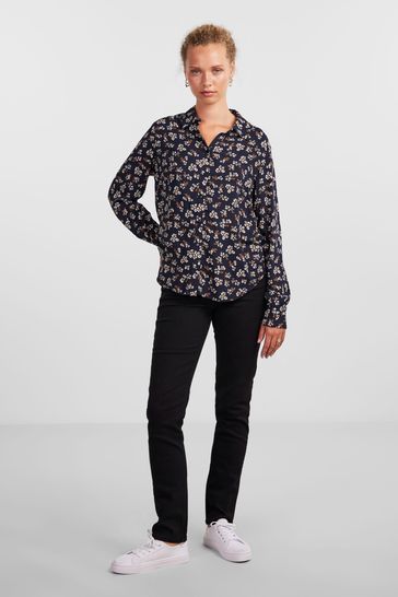 PIECES Blue Ditsy Floral Printed Shirt