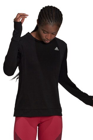adidas Black Cooler Long Sleeve Run T-Shirt