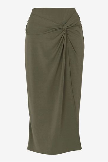Khaki velvet pencil skirt sales