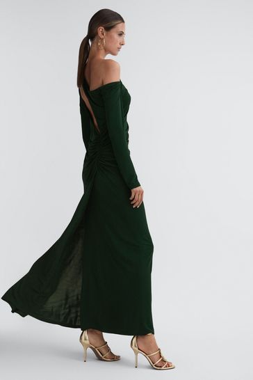 Buy Reiss Green Delphine Off The Shoulder Cut Out Maxi Dress from Next Bahrain