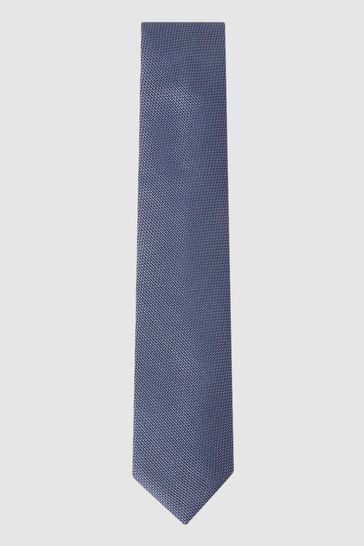 Reiss Airforce Blue Ceremony Textured Silk Blend Tie