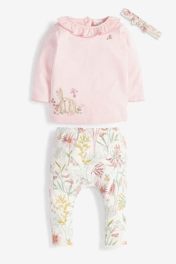 Pink/Ecru Baby T-Shirt, Leggings And Headband Set (0mths-3yrs)