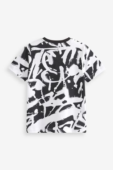 Black shirt white print hot sale