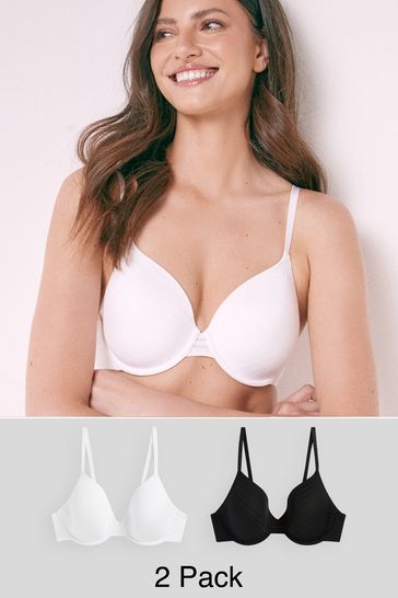 Buy Black/White Pad Full Cup Stripe Smoothing T-Shirt Bras 2 Pack from Next  Luxembourg