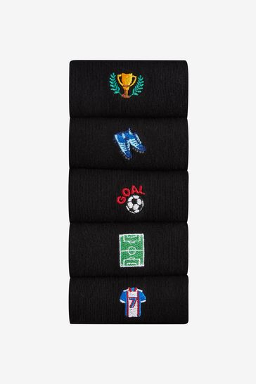 Black Football Embroidered Socks