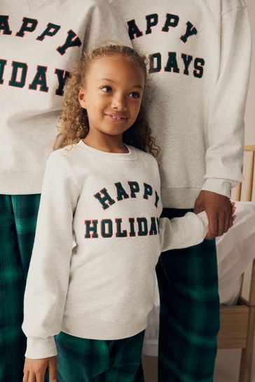 Buy Grey Green Mens Matching Family Christmas Happy Holidays Pyjamas from Next Turkey