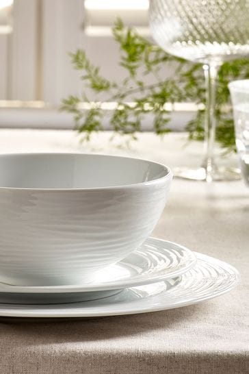 Buy White Malvern Embossed Dinner Set from Next USA