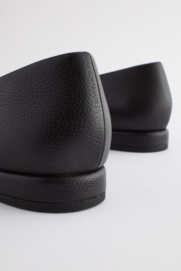 Leather flat shoes black outlet