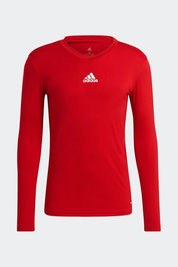 adidas Red Teamwear Base Layer Long Sleeve Top