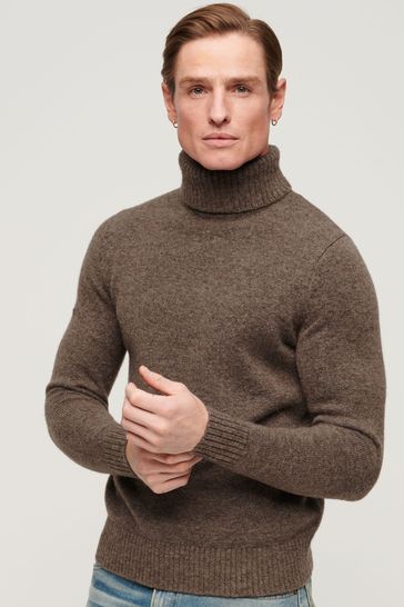 Superdry Brown Brushed Roll Neck Jumper