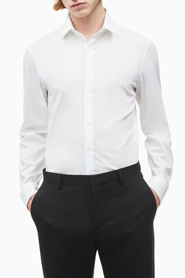 Calvin Klein White Slim Stretch Poplin Shirt