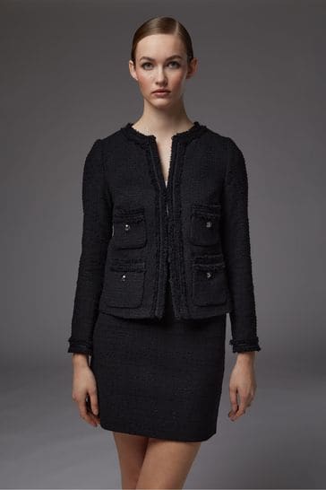 Buy LK Bennett Charlee Black Cotton Blend Tweed Jacket from Next